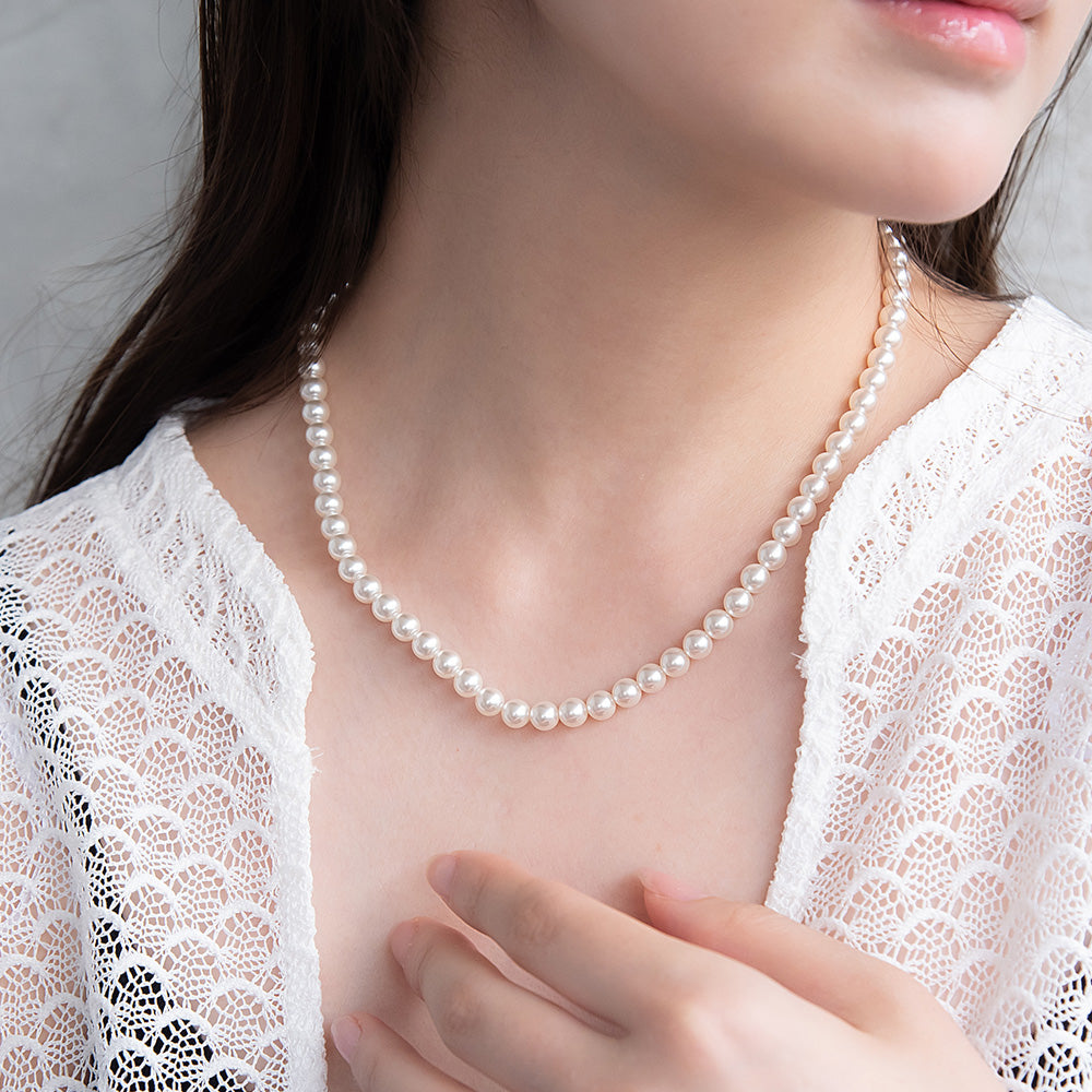 6mm Glass Pearl Necklace