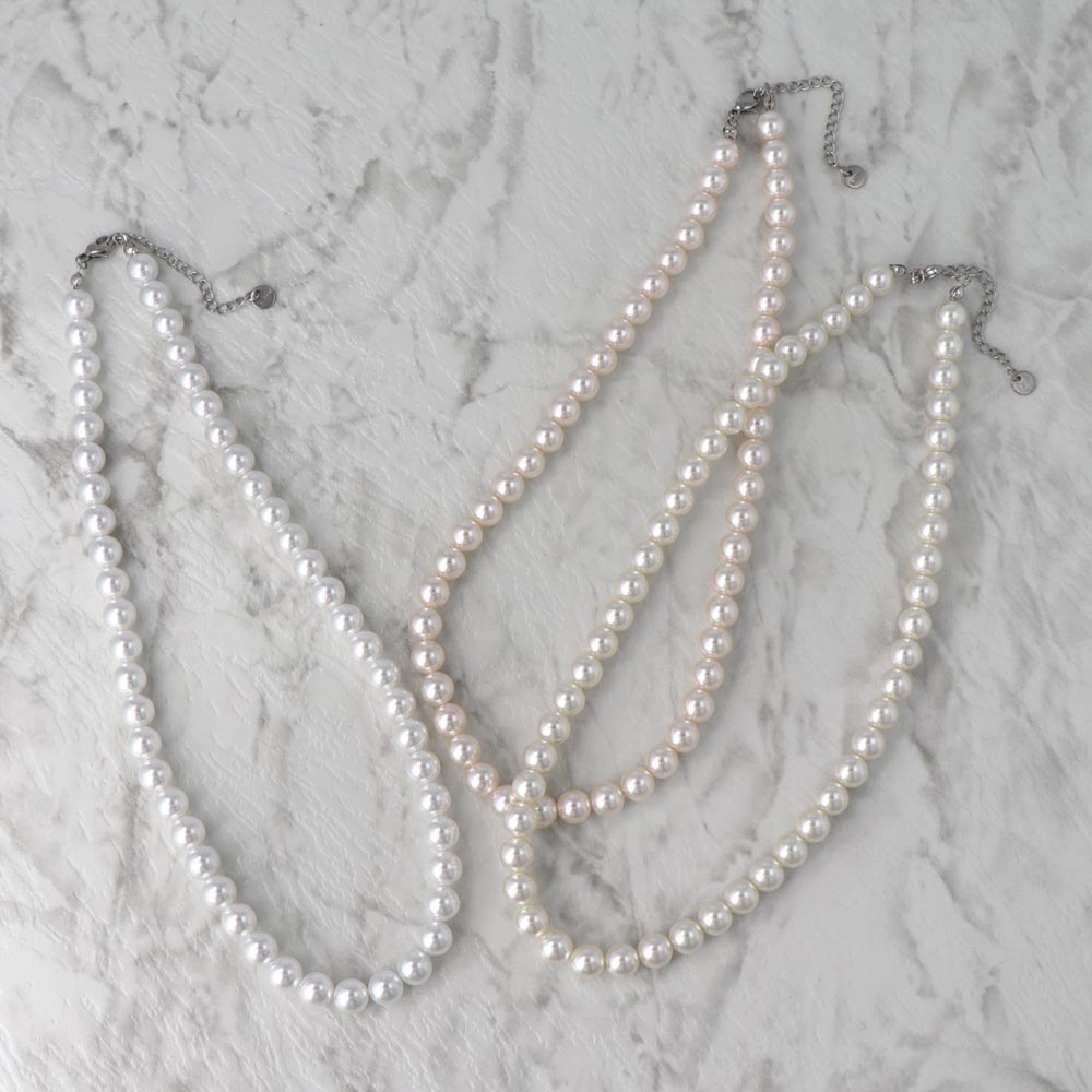 8mm Glass Pearl Necklace