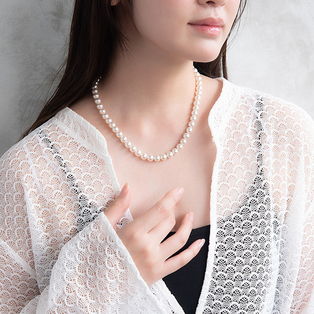 8mm Glass Pearl Necklace