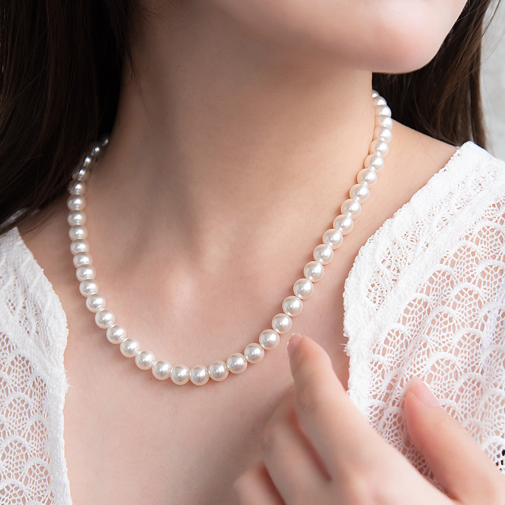 8mm Glass Pearl Necklace