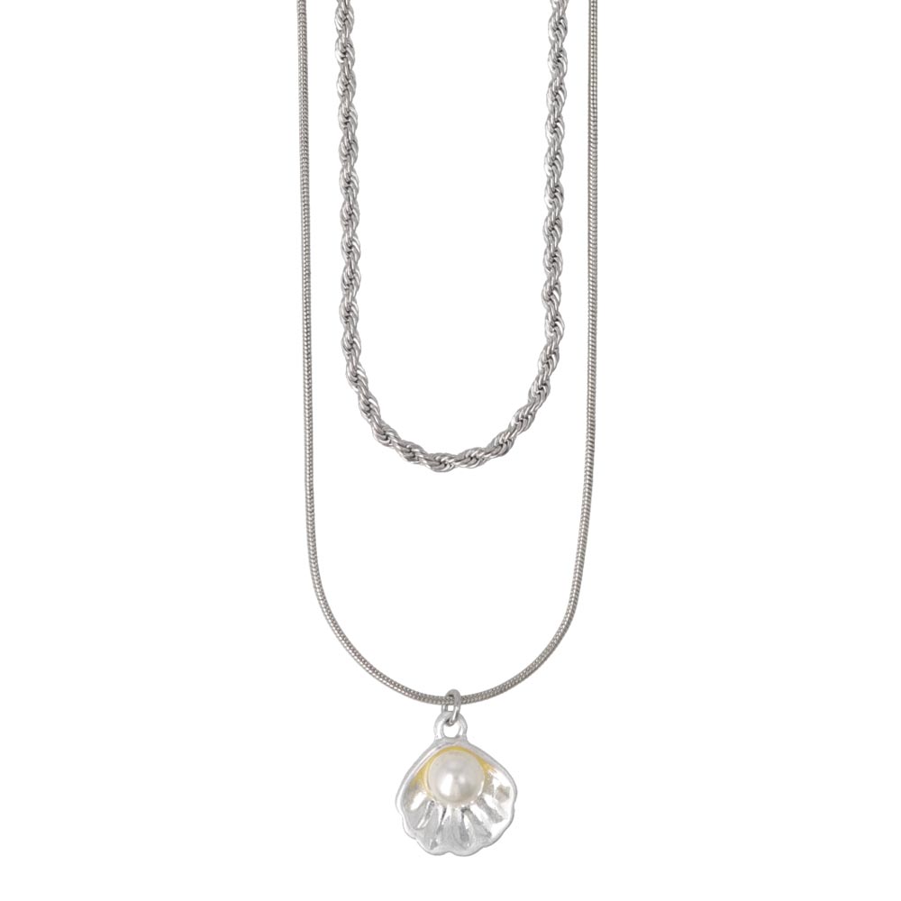 Scallop Shell Pendant Layered Necklace