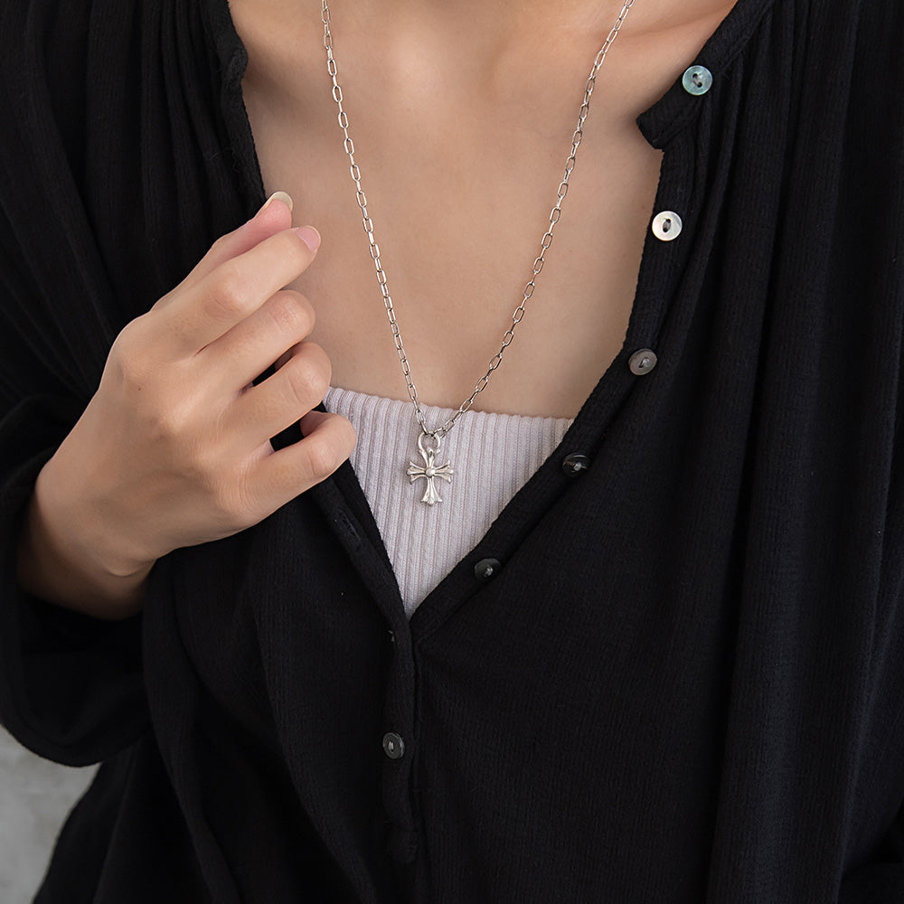 Awesome Sculptural Cross Pendant Necklace