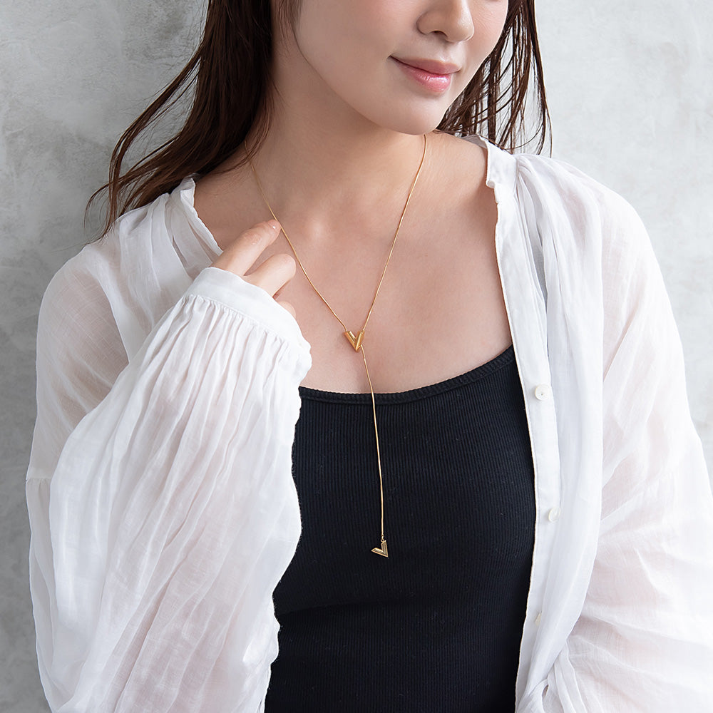 Double V Slider Lariat Necklace