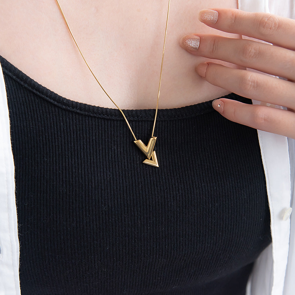 Double V Slider Lariat Necklace