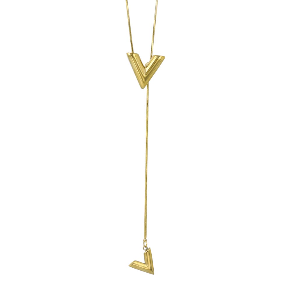 Double V Slider Lariat Necklace