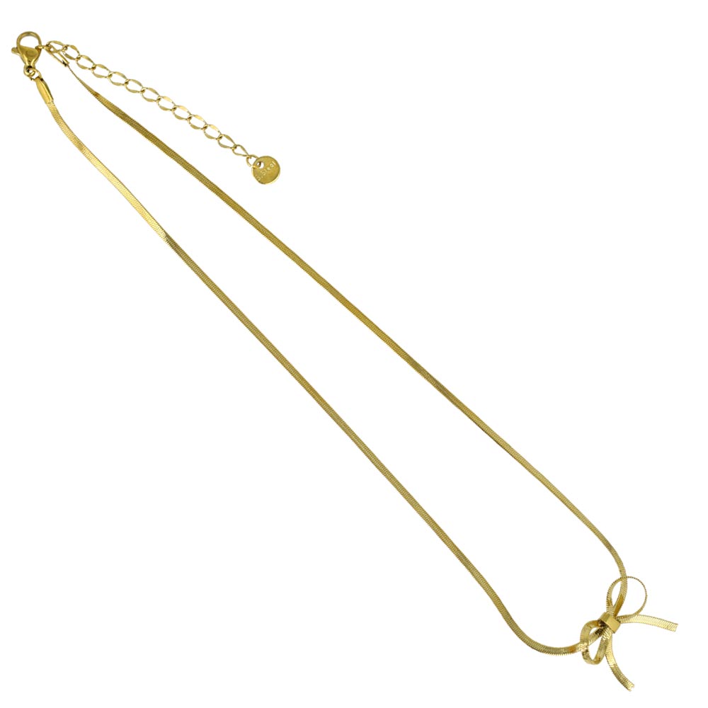 Flat Snake Chain Bow Necklace