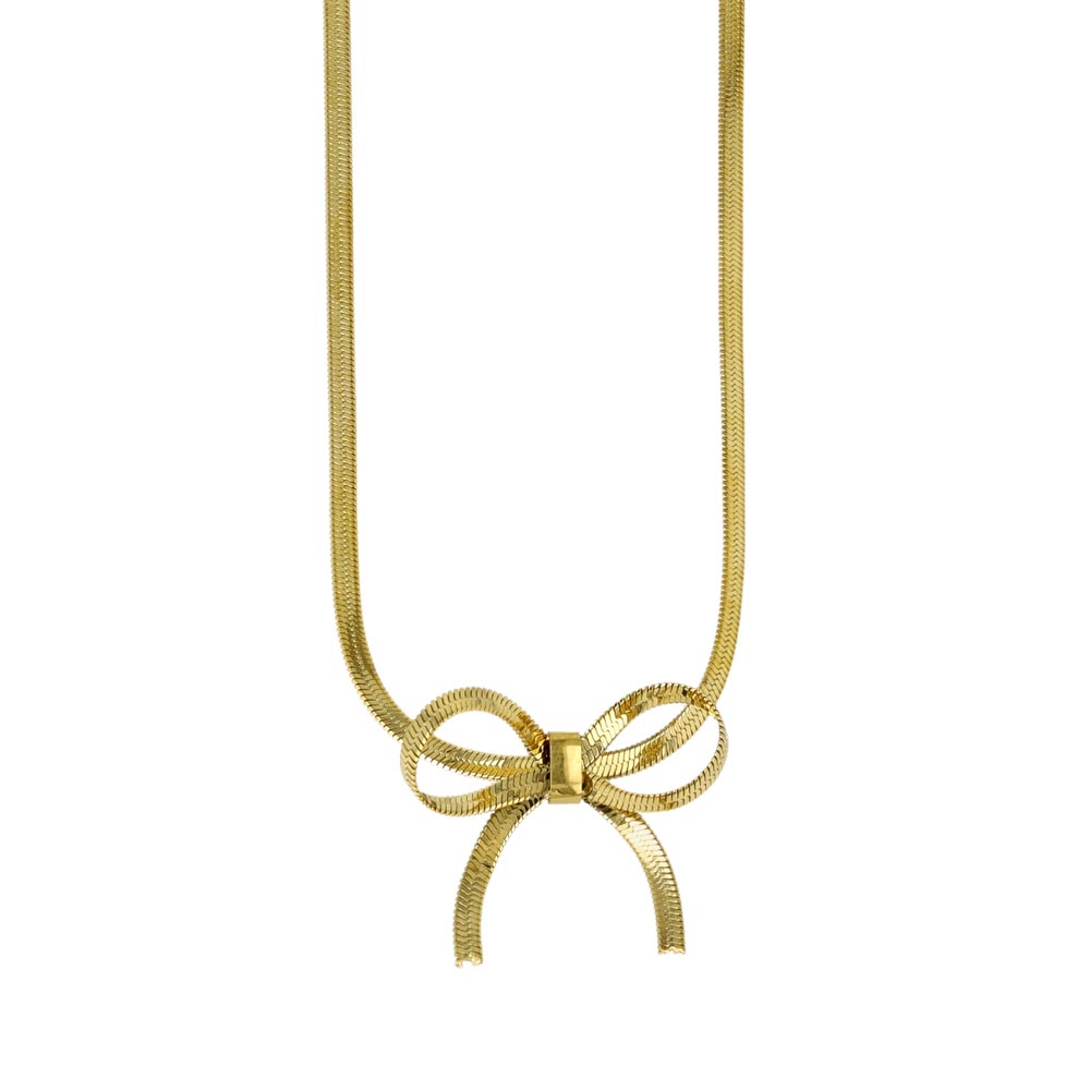 Flat Snake Chain Bow Necklace
