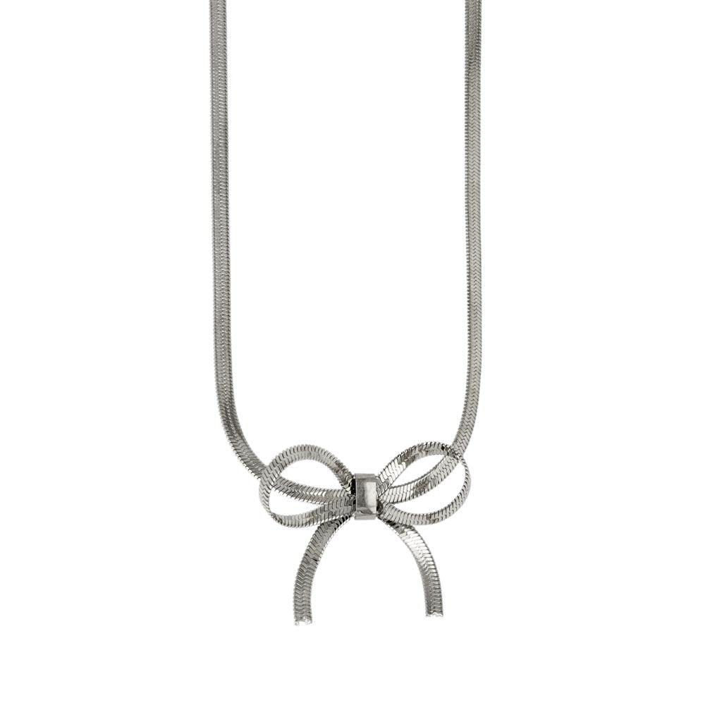 Flat Snake Chain Bow Necklace