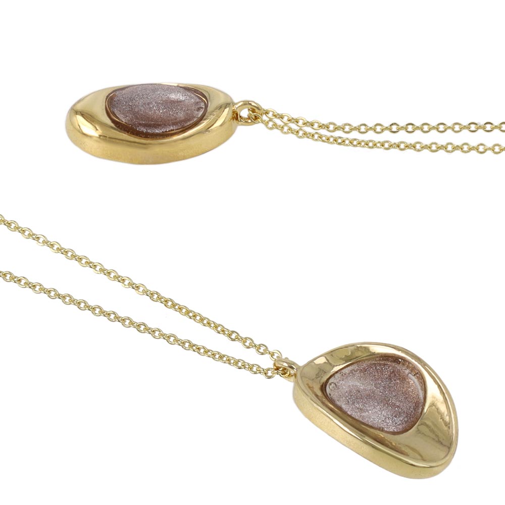 Glittering Oval Pendant Slider Necklace