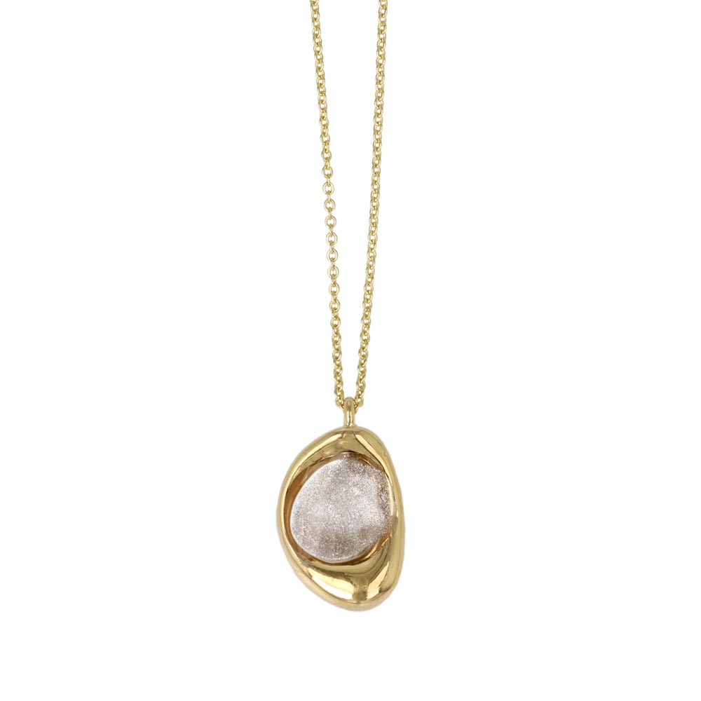 Glittering Oval Pendant Slider Necklace