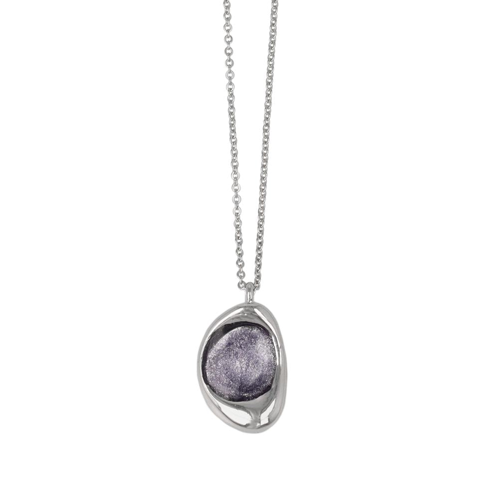 Glittering Oval Pendant Slider Necklace