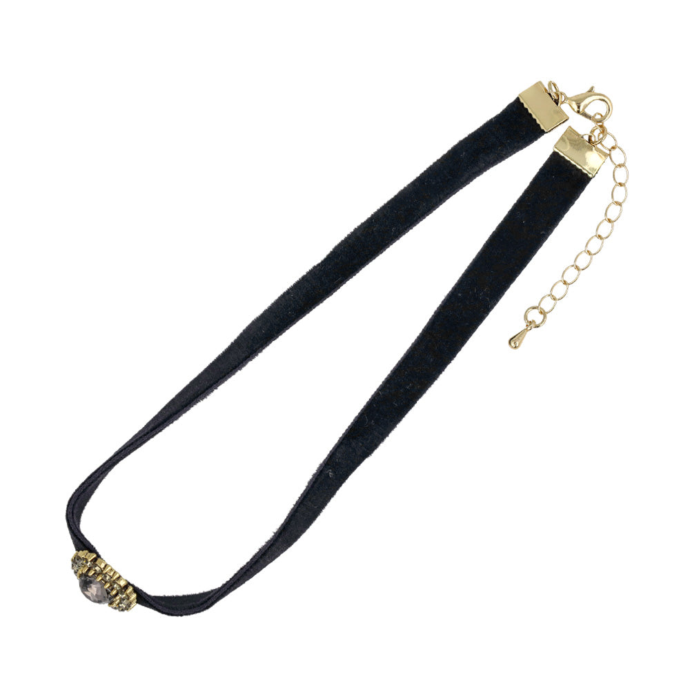 Jeweled Black Velvet Choker