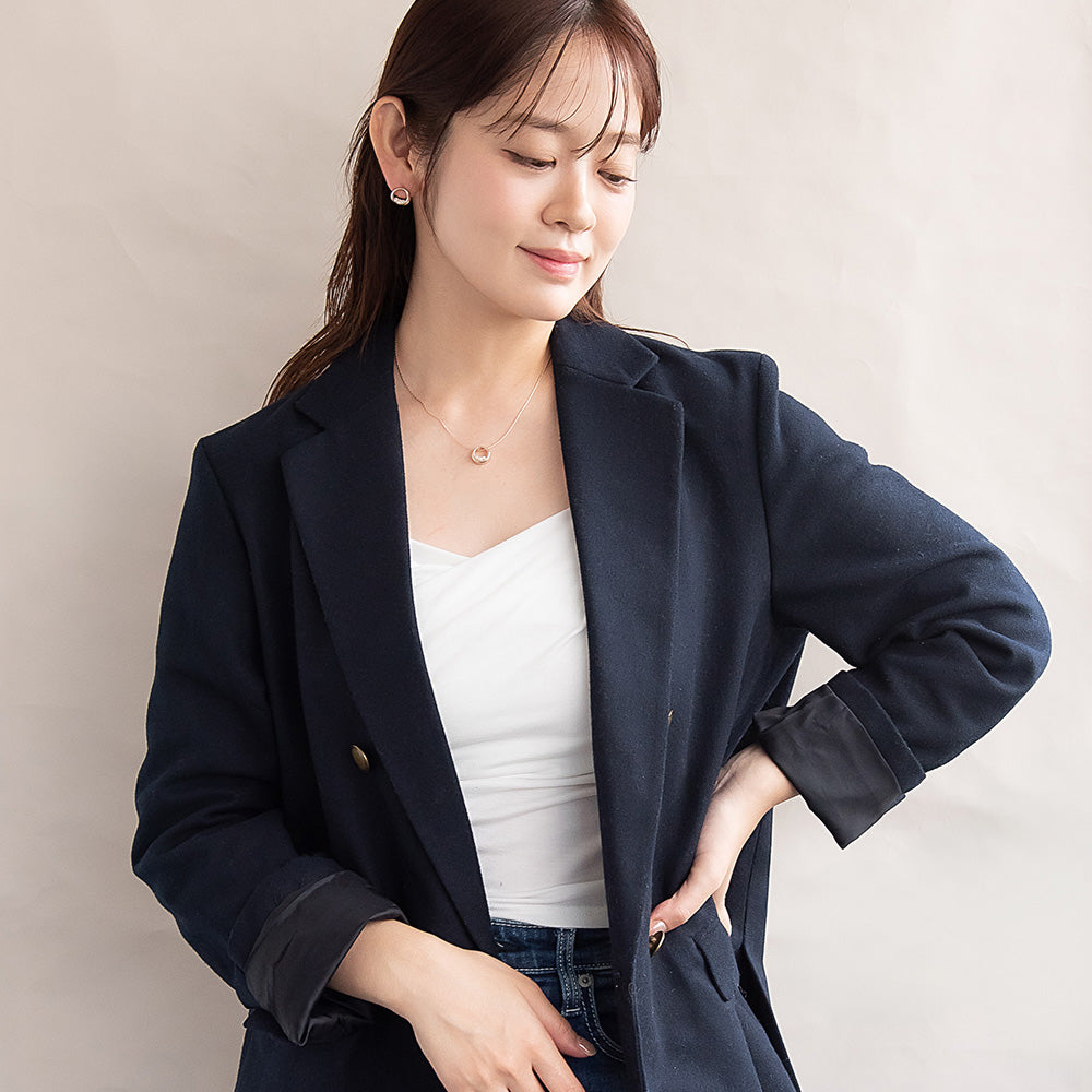 Rose Silver Tone Pearlized Circle Slider Necklace