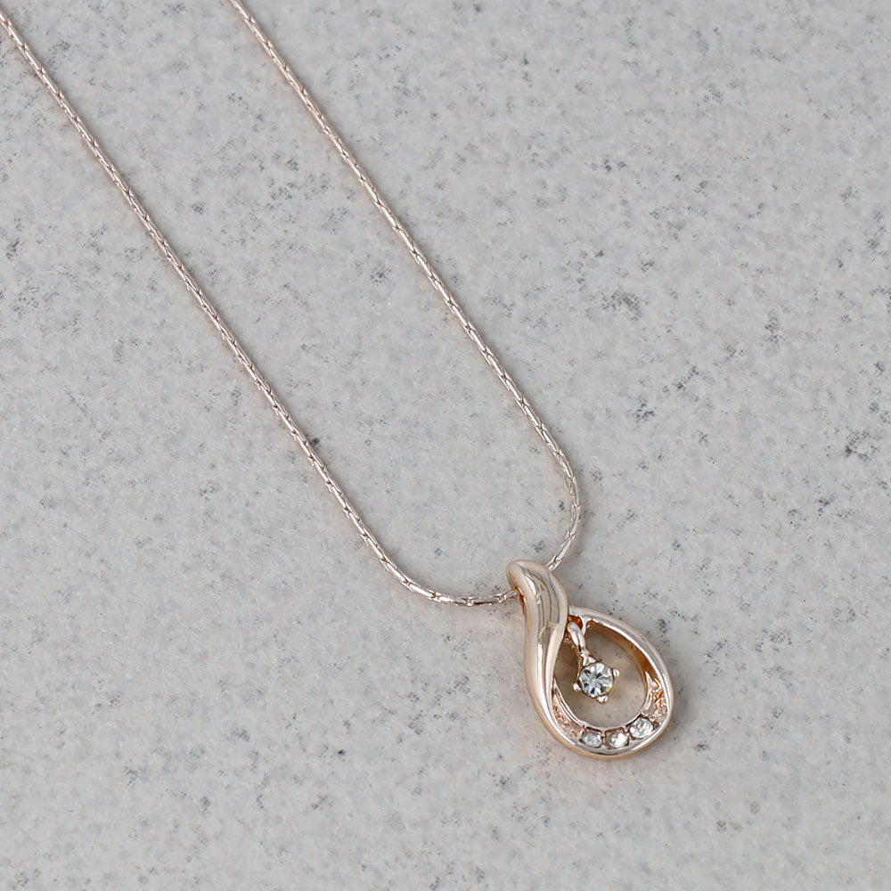 Rose Silver Tone Hollow Drop Necklace