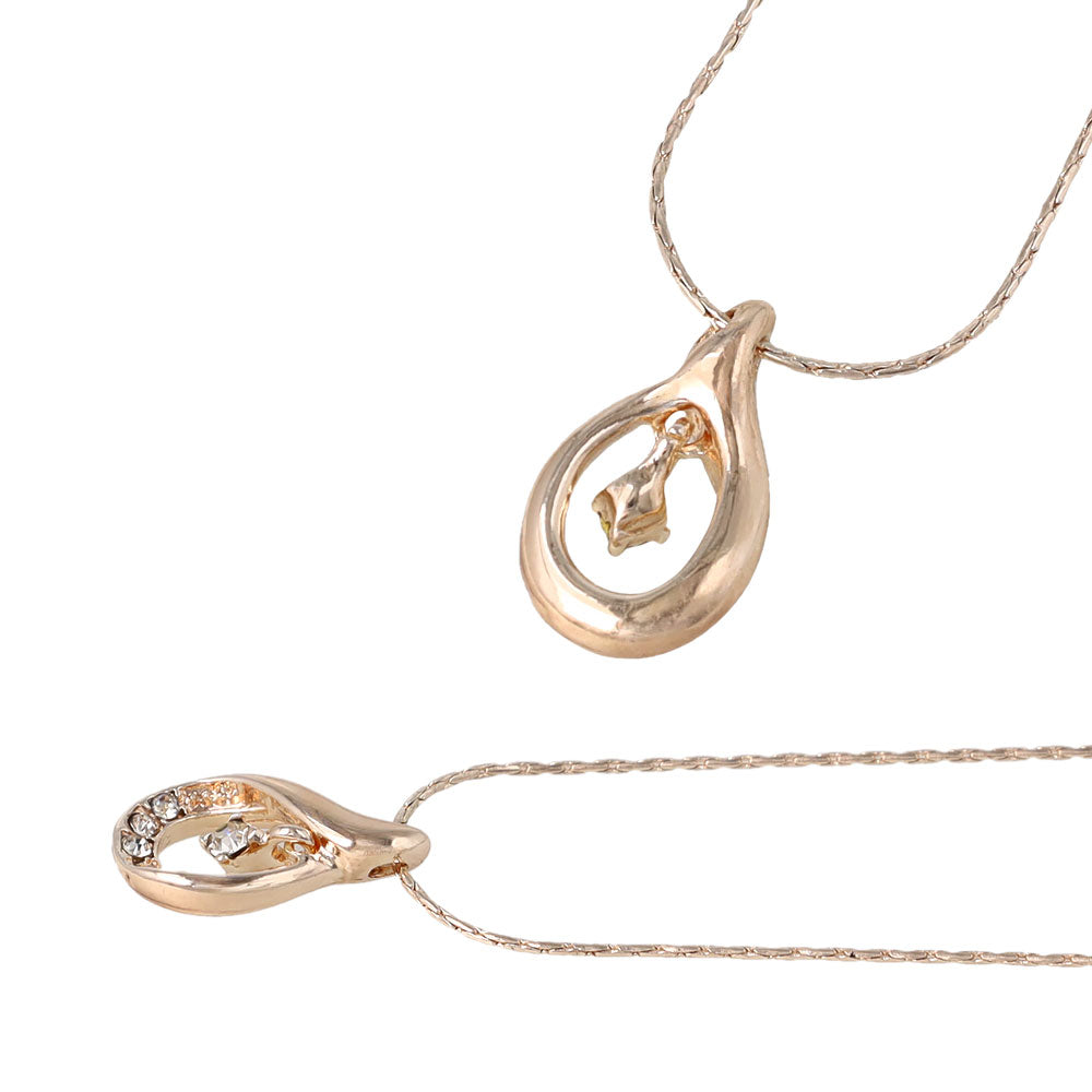 Rose Silver Tone Hollow Drop Necklace