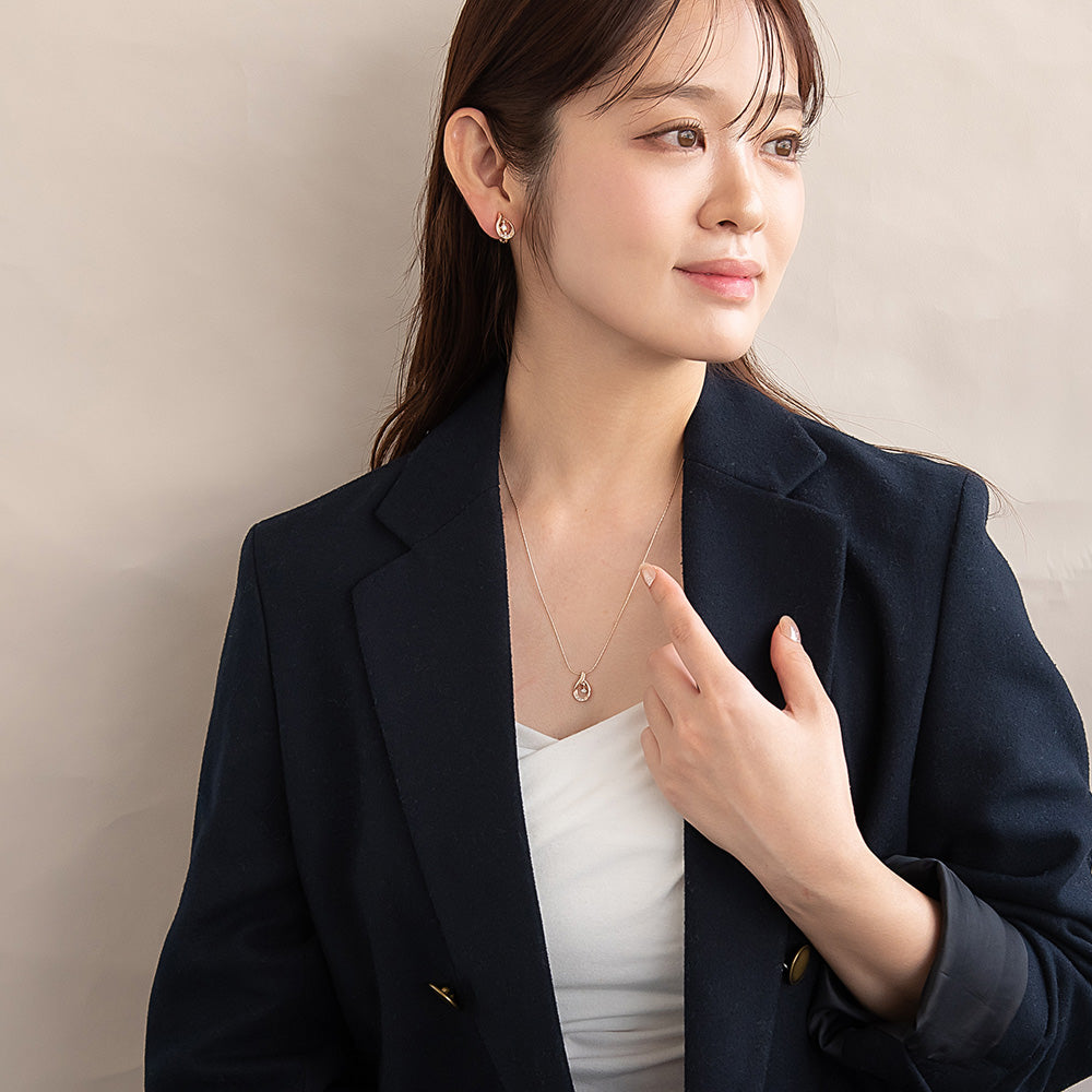 Rose Silver Tone Hollow Drop Necklace