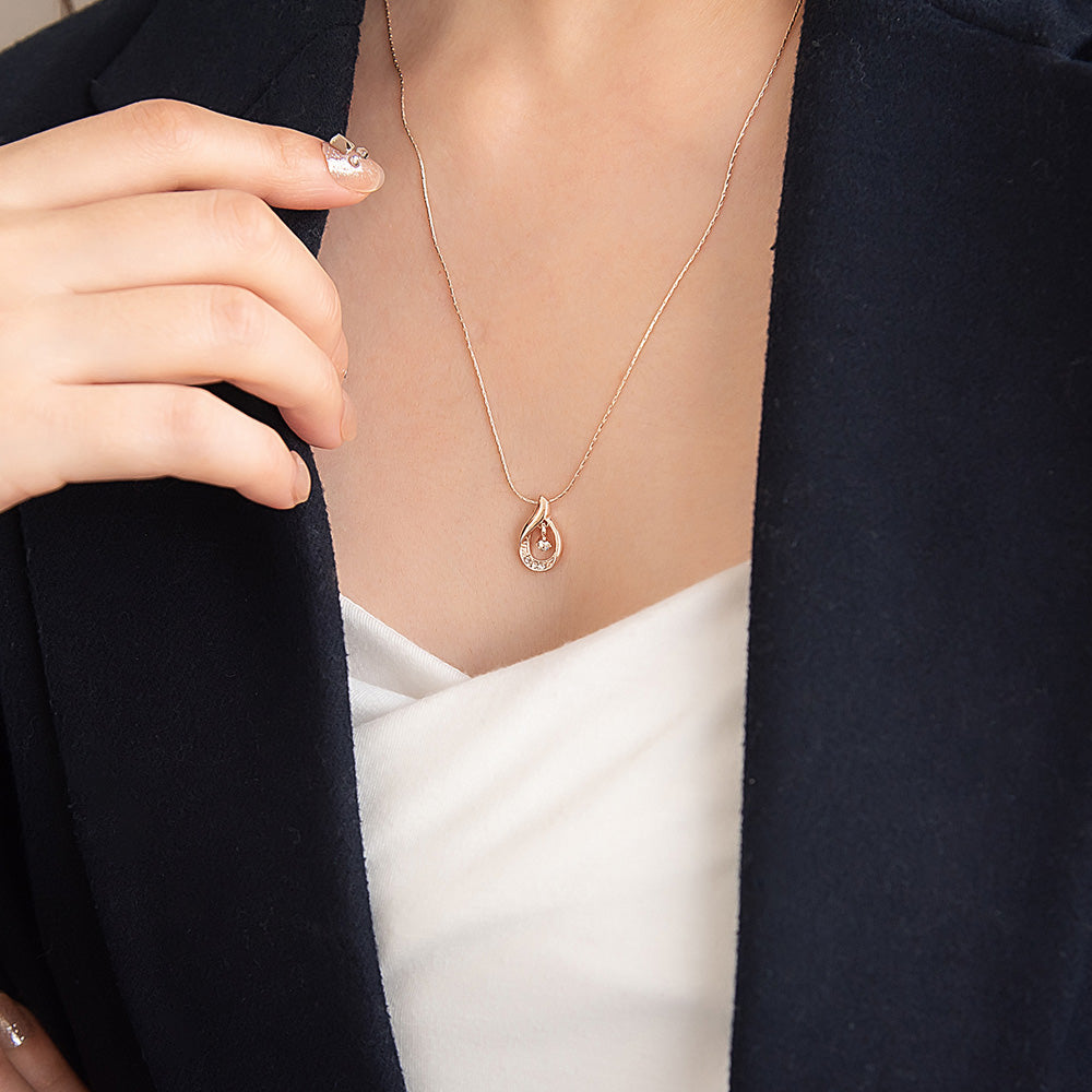 Rose Silver Tone Hollow Drop Necklace