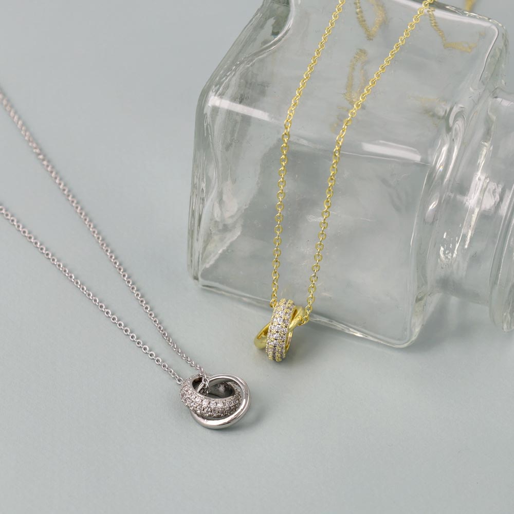 Pave Ring Charm Necklace