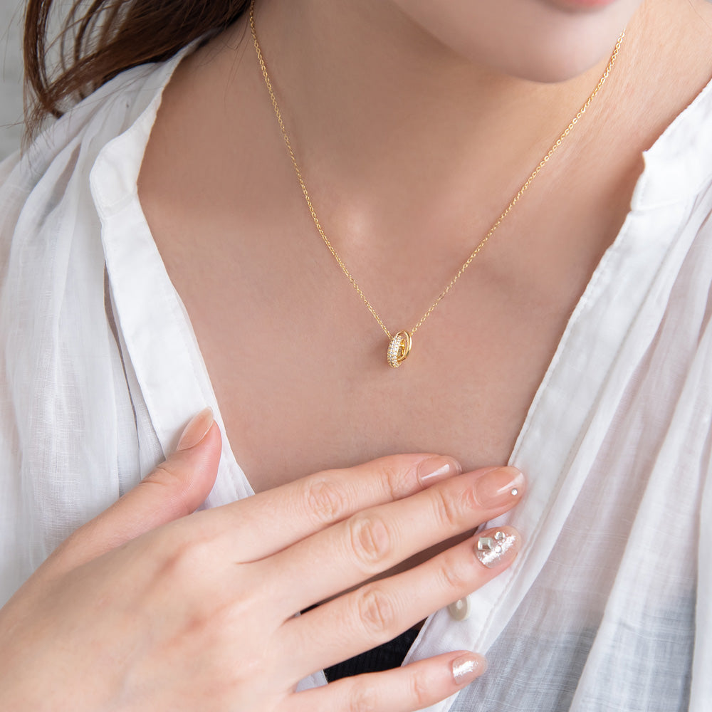 Pave Ring Charm Necklace