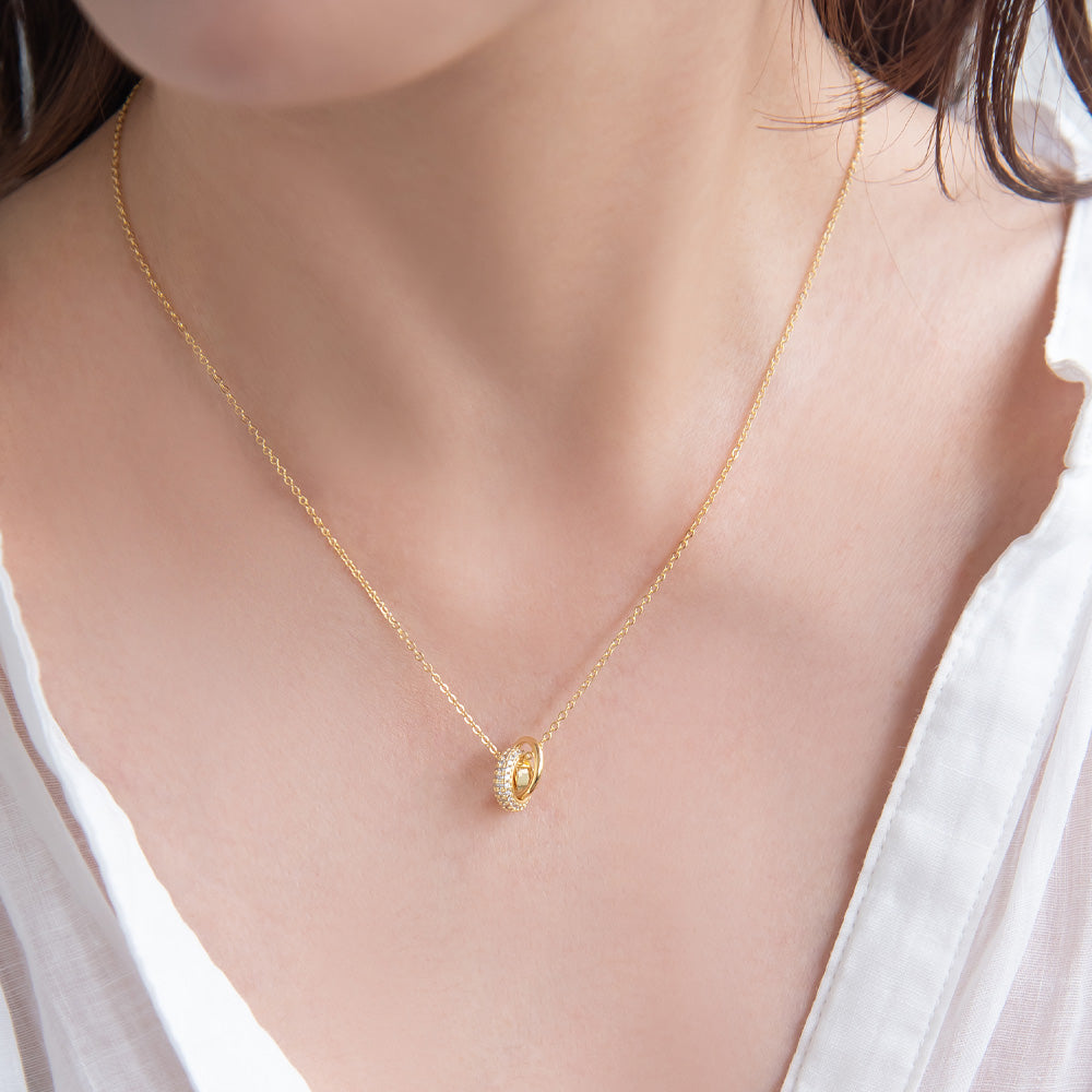 Pave Ring Charm Necklace