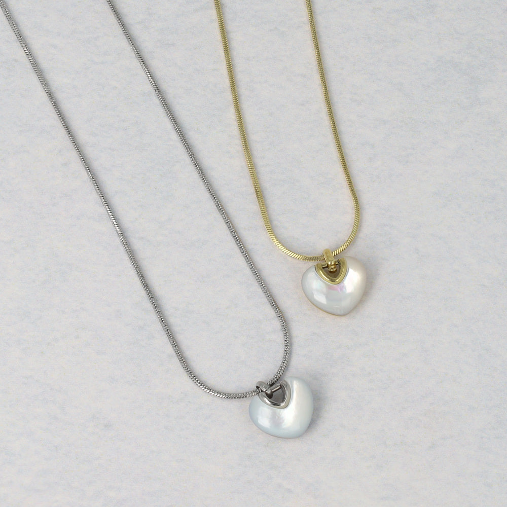Puffy Shell Heart Stainless Steel Necklace - osewaya