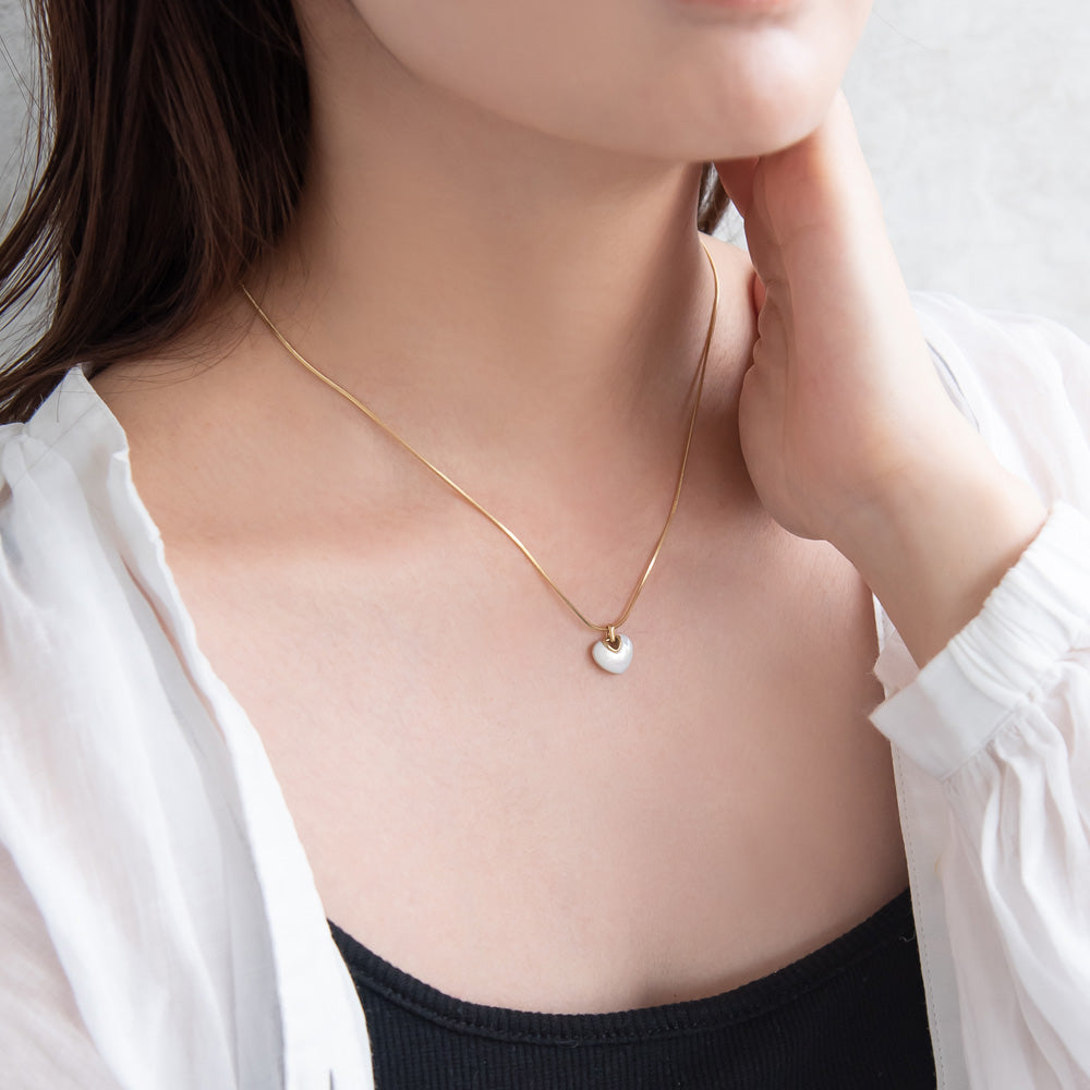 Puffy Shell Heart Stainless Steel Necklace