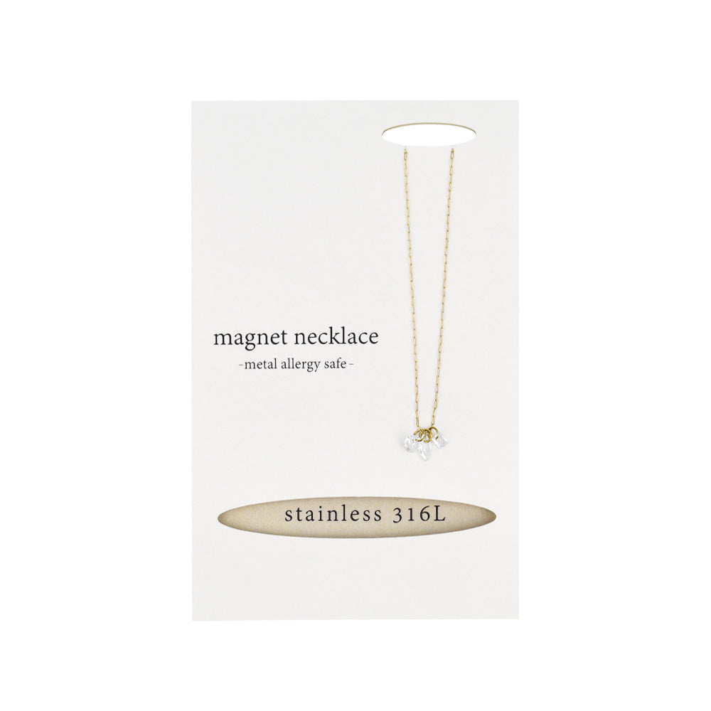 Three Stone Charm Magnetic Clasp Necklace