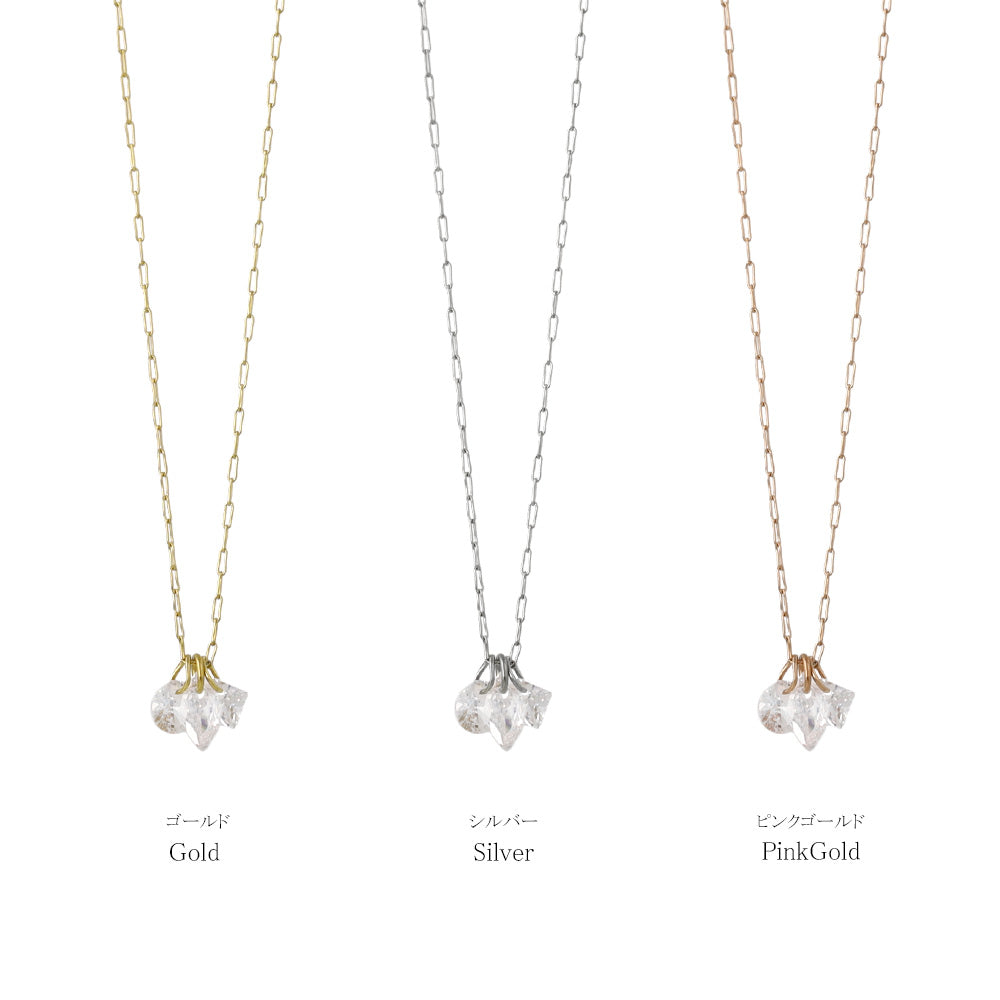 Three Stone Charm Magnetic Clasp Necklace