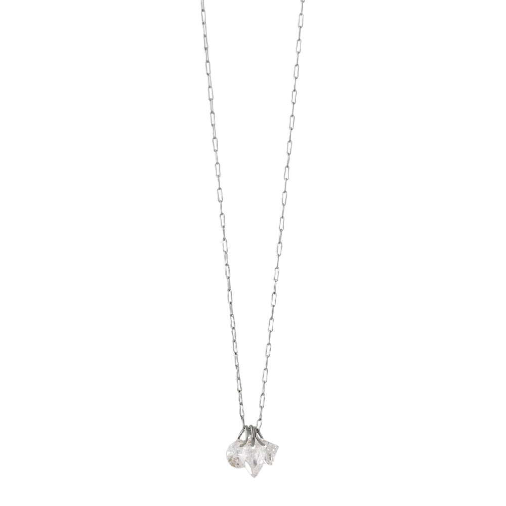 Three Stone Charm Magnetic Clasp Necklace