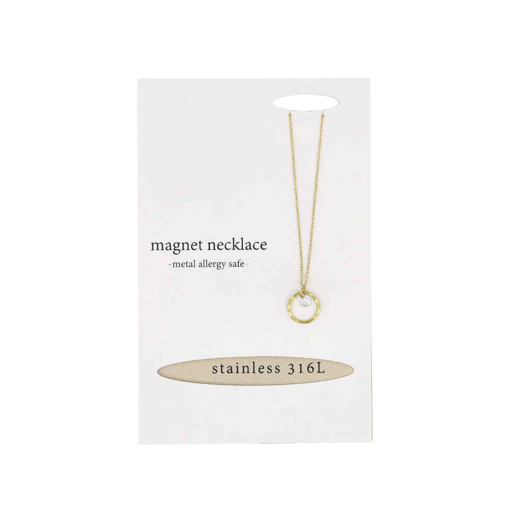 Ring and Stone Pendant Magnetic Clasp Necklace