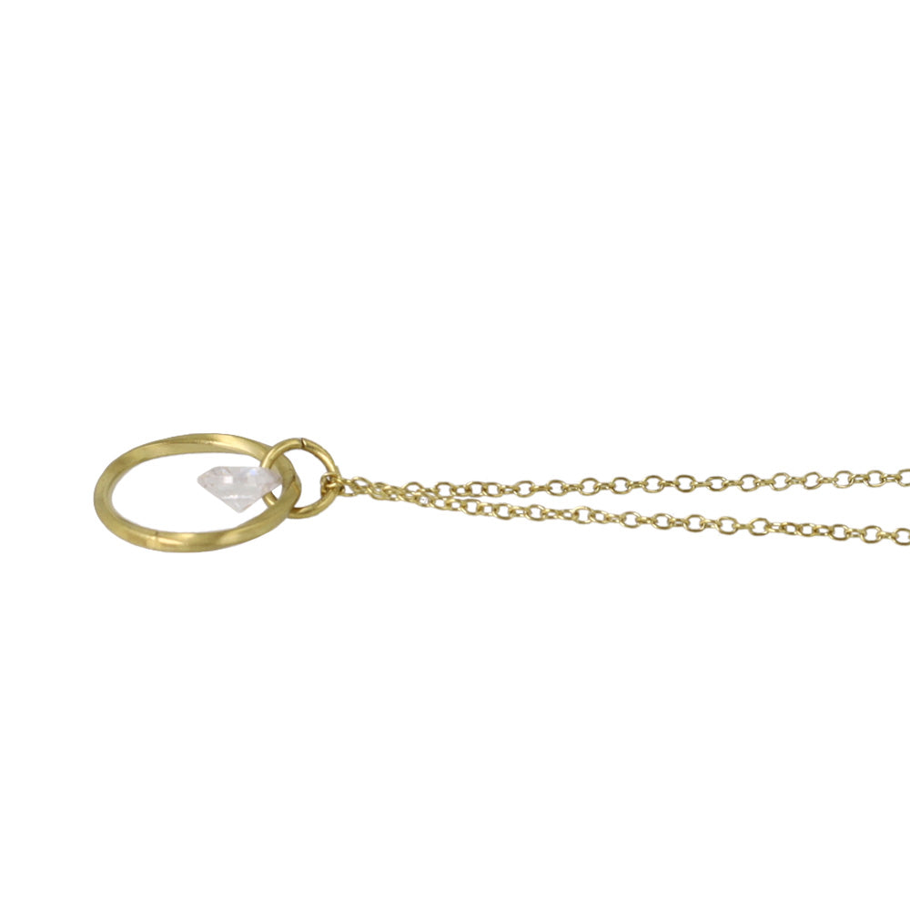 Ring and Stone Pendant Magnetic Clasp Necklace