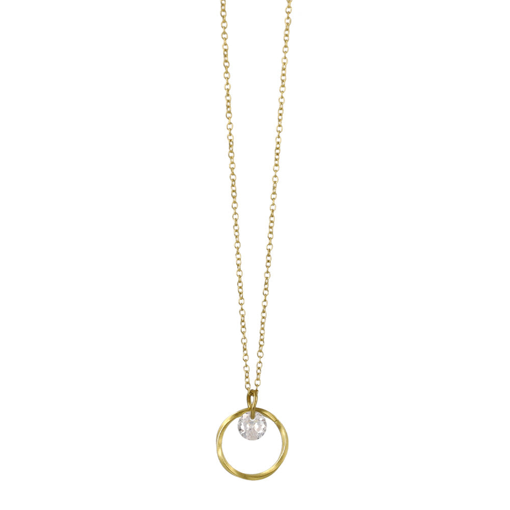 Ring and Stone Pendant Magnetic Clasp Necklace