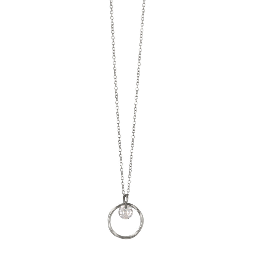 Ring and Stone Pendant Magnetic Clasp Necklace