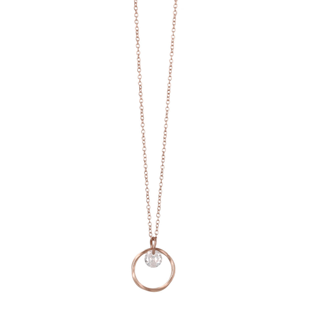 Ring and Stone Pendant Magnetic Clasp Necklace