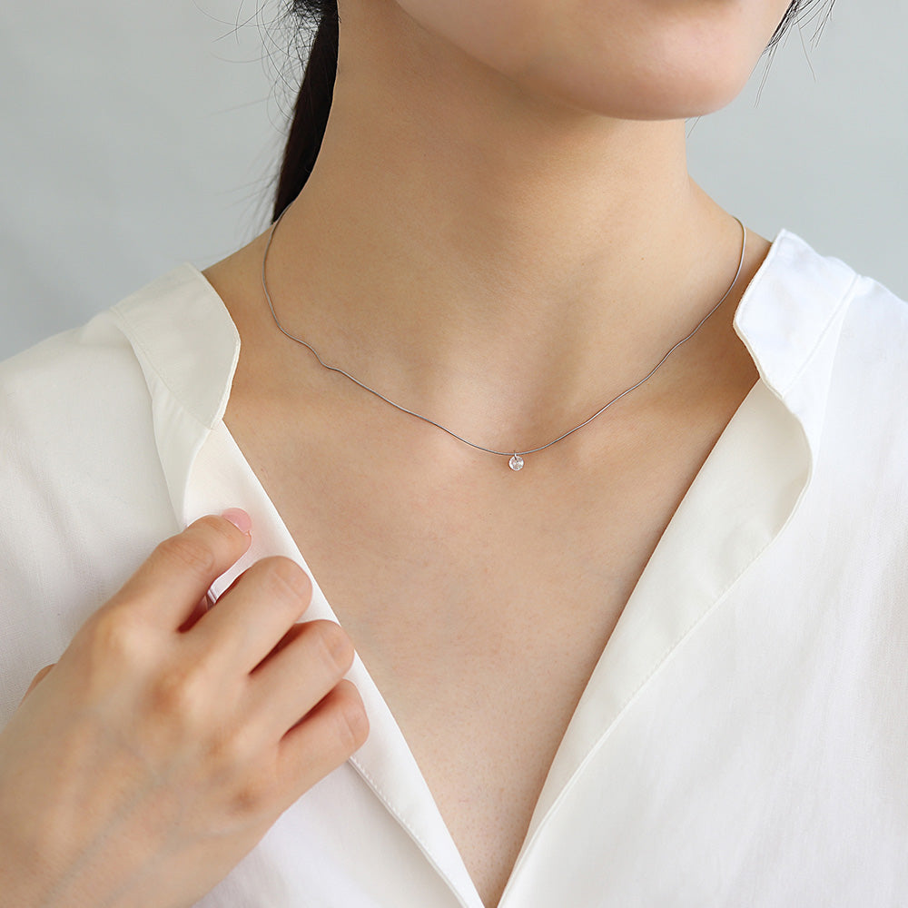 Round Stone Magnetic Clasp Necklace