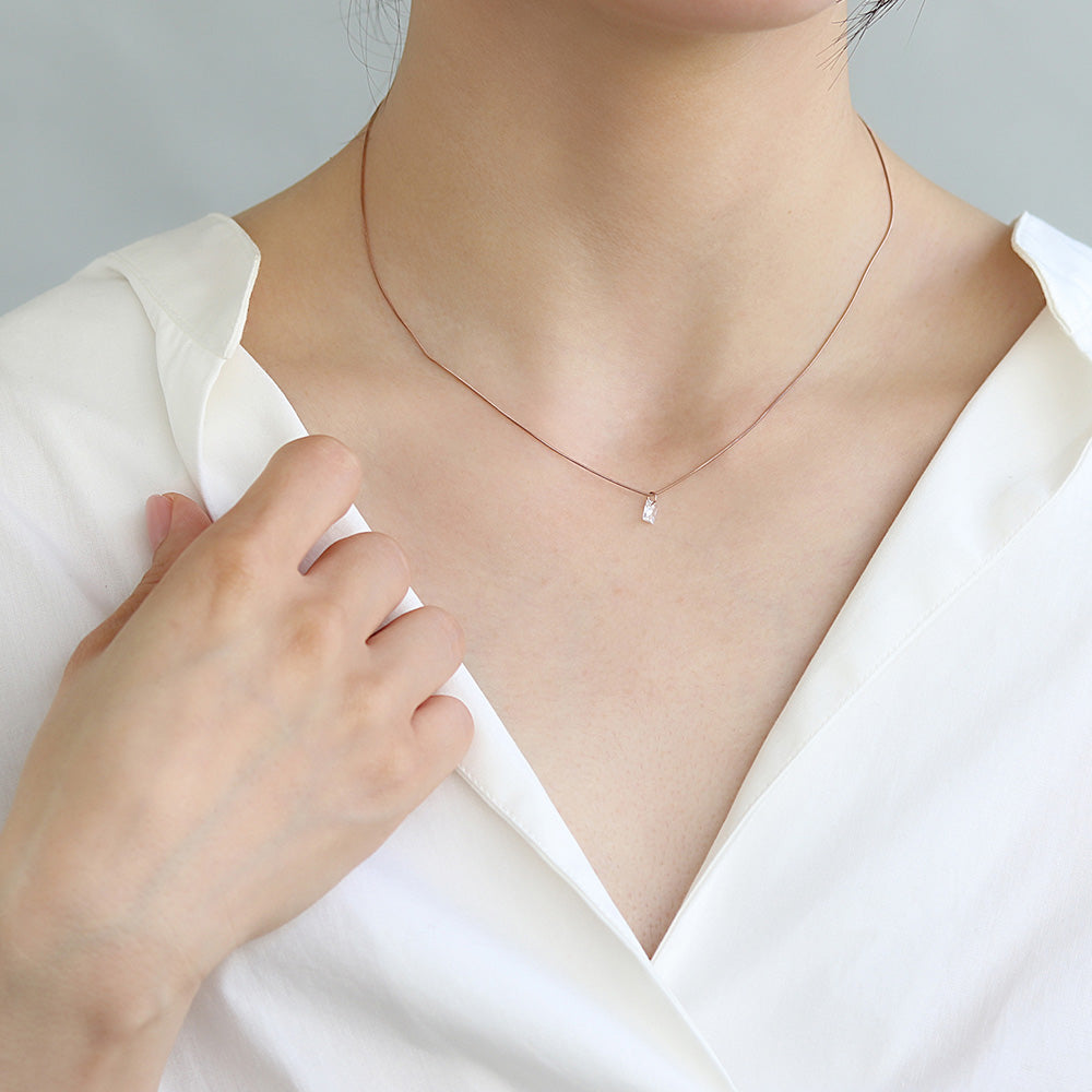 Rectangle Stone Magnetic Clasp Necklace