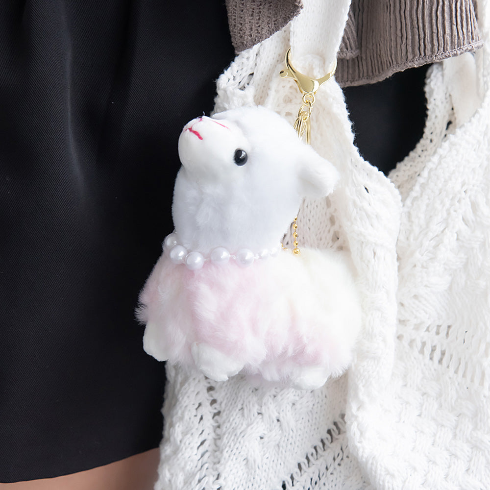 Furry Alpaca Plush Keychain
