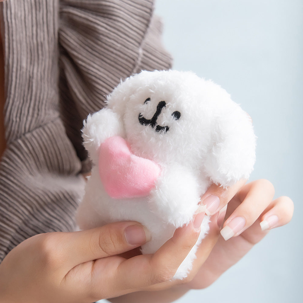 Dog with Heart Plush Keychain