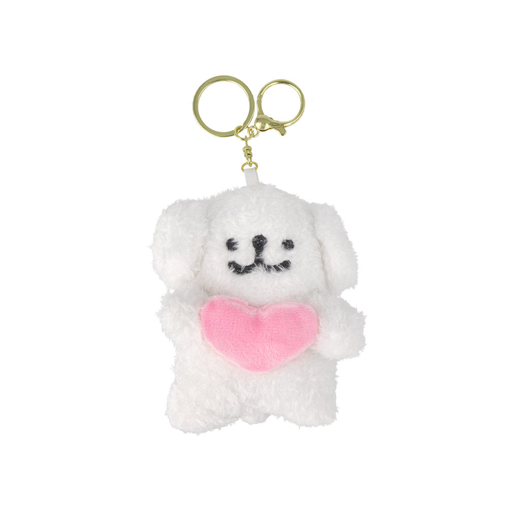 Dog with Heart Plush Keychain