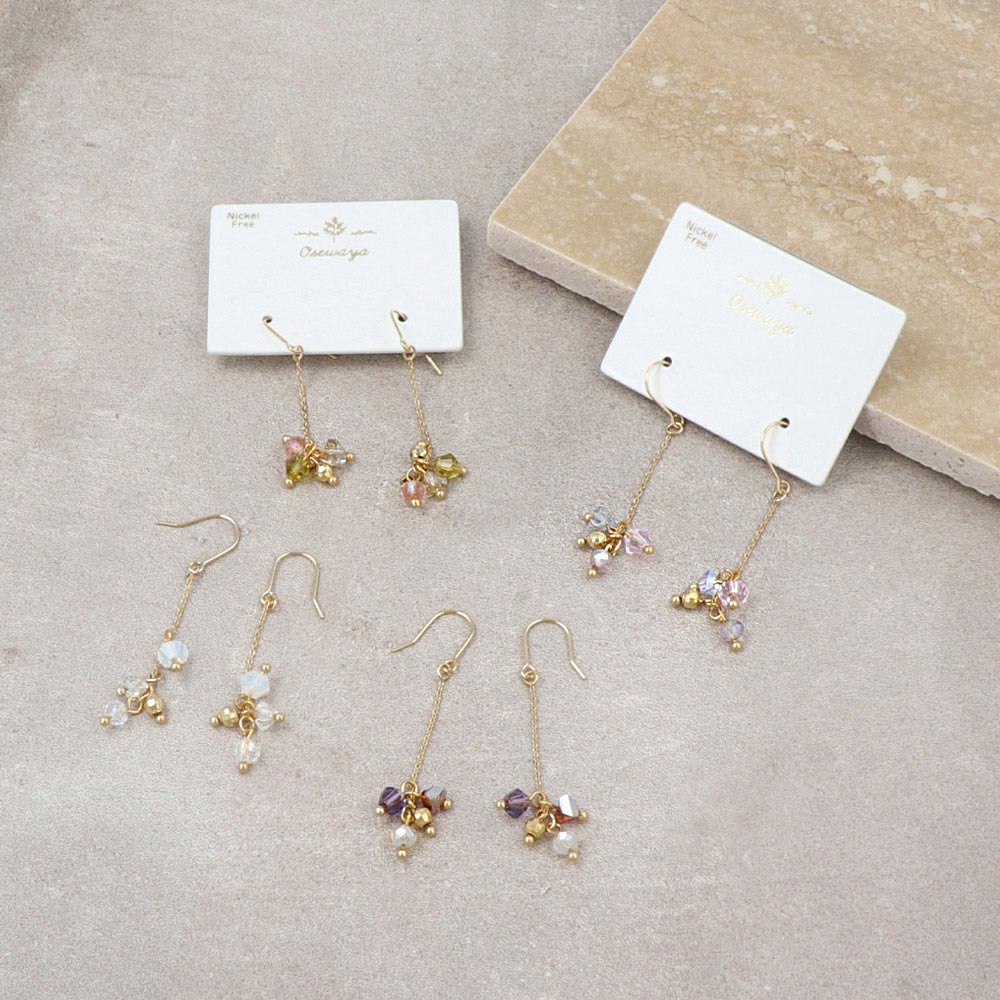 Bead Cluster Chain Drop Earrings