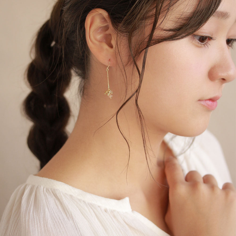 Bead Cluster Chain Drop Earrings