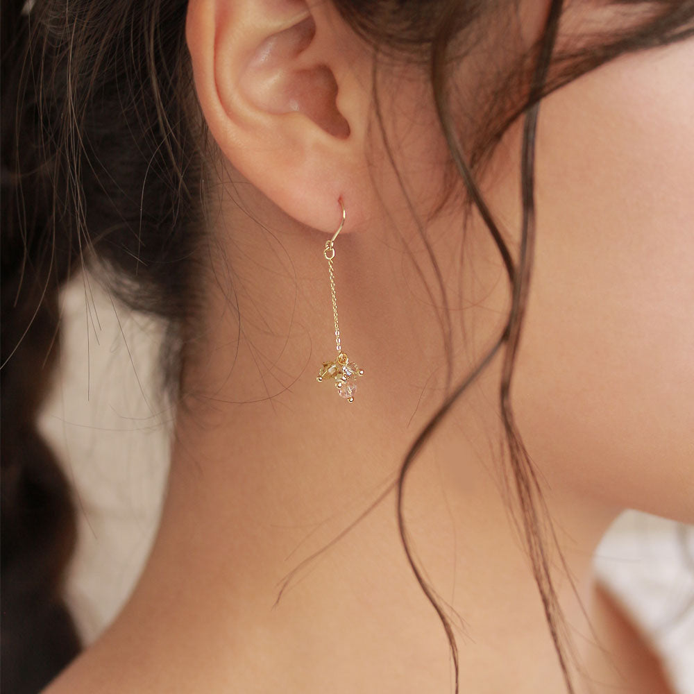 Bead Cluster Chain Drop Earrings