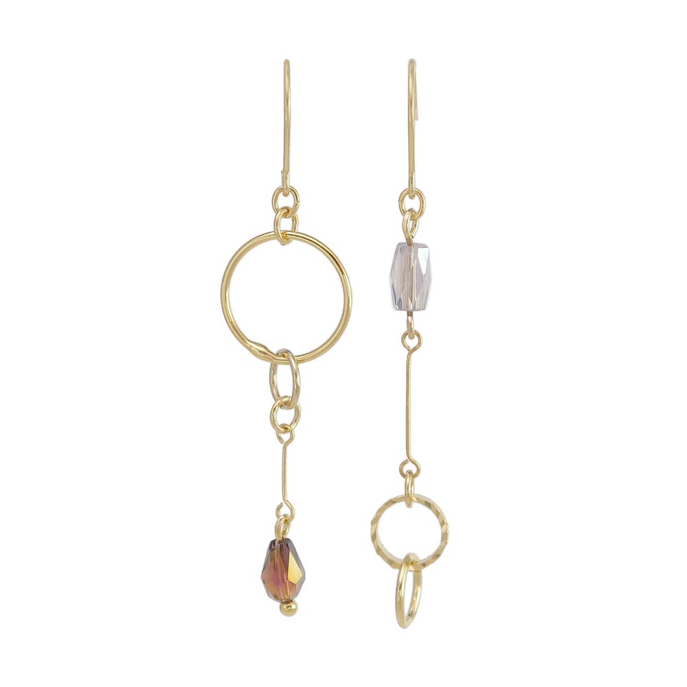 Beaded Link Drop Mismatched Earrings