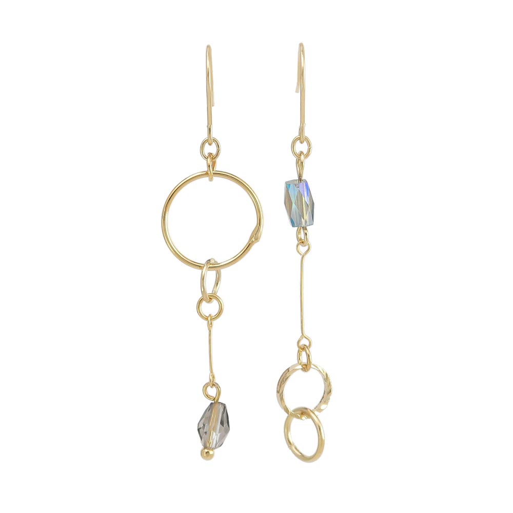 Beaded Link Drop Mismatched Earrings