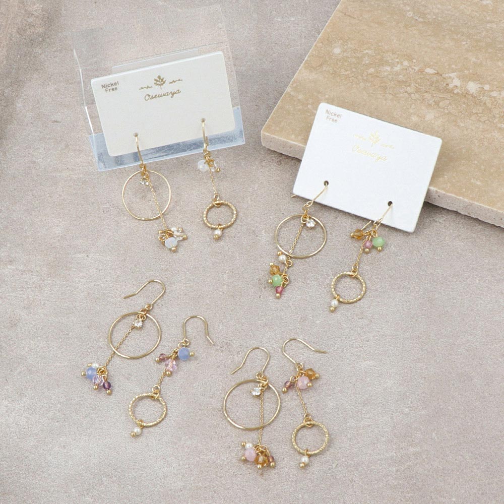 Beaded Circle Drop Mismatched Earrings