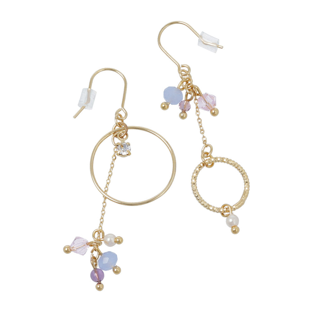 Beaded Circle Drop Mismatched Earrings