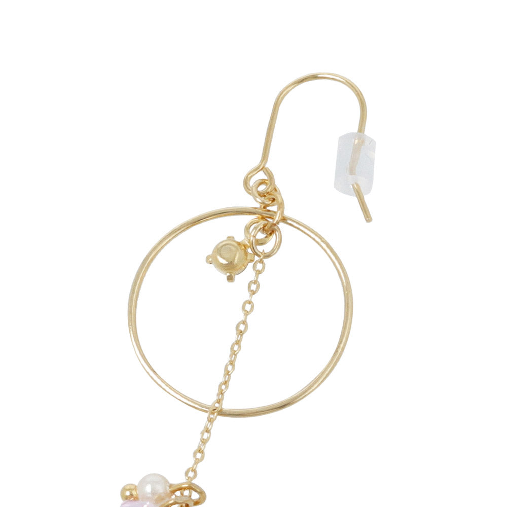 Beaded Circle Drop Mismatched Earrings