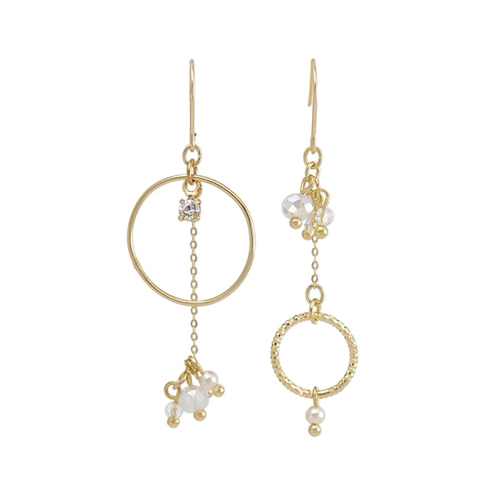 Beaded Circle Drop Mismatched Earrings
