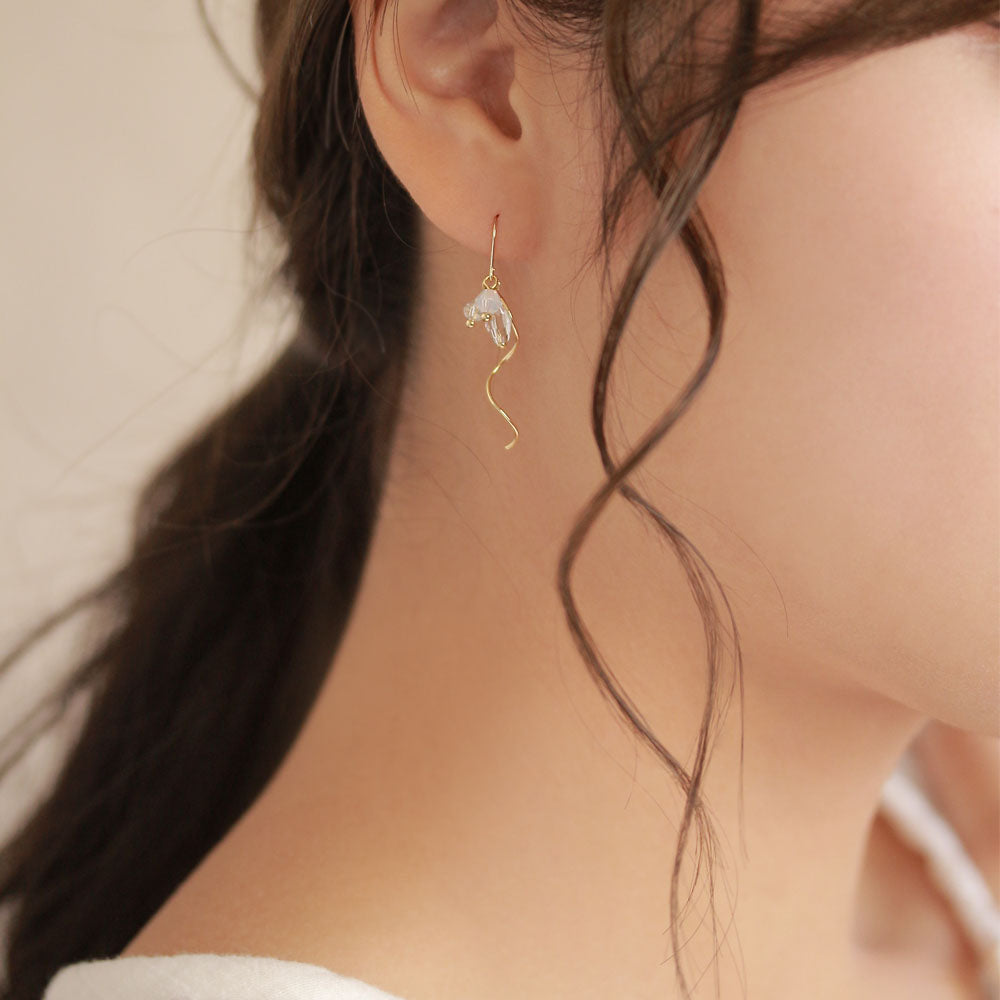 Cluster Gem Spiral Drop Earrings