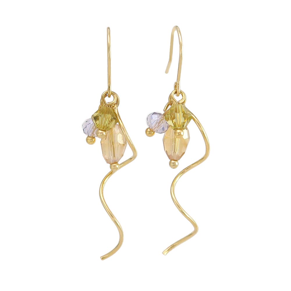 Cluster Gem Spiral Drop Earrings